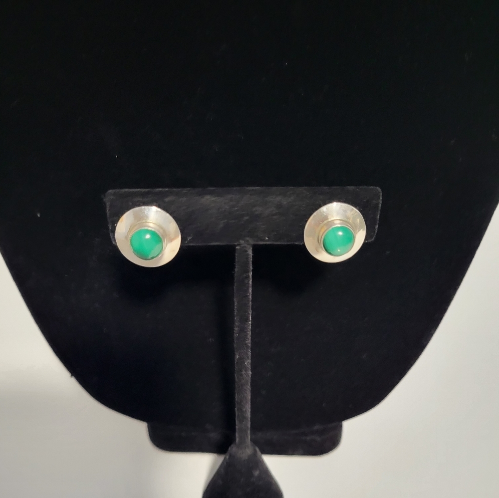 Inca Sterling Malachite Clip- On Earrings.
